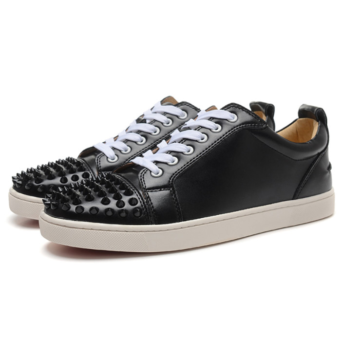 Christian Louboutin Mens Shoes Luxury Brand Red Bottom Design Louis Junior Spikes Flat with Original Box CL sneakers