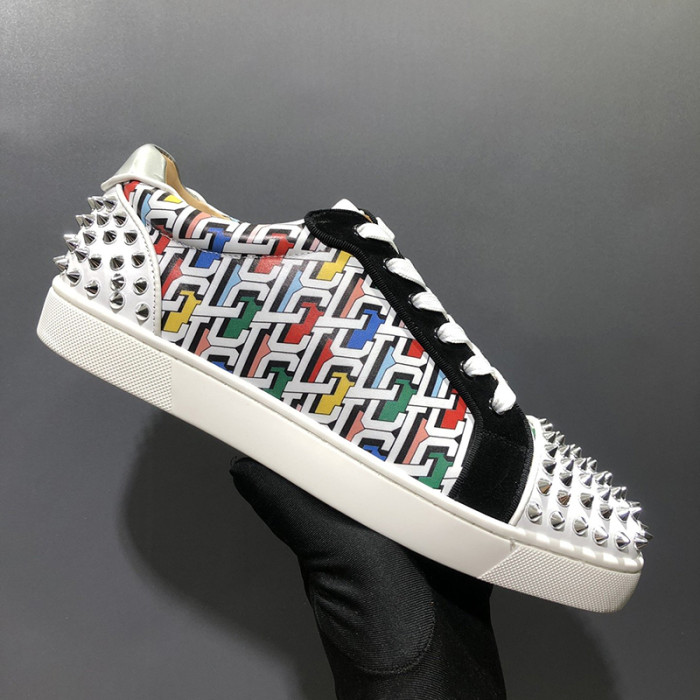 Christian Louboutin Mens Shoes Luxury Brand Red Bottom Design Louis Junior Spikes Flat with Original Box CL sneakers