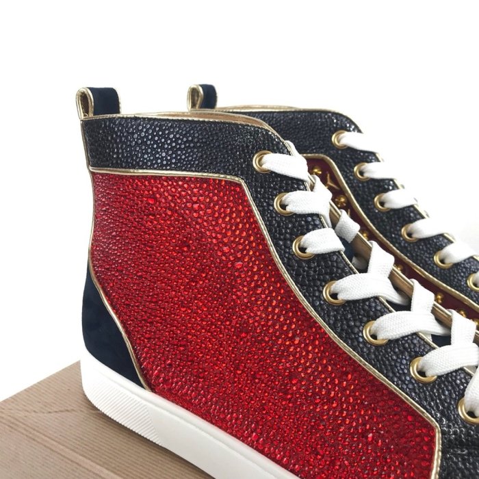 Christian Louboutin Mens Shoes Luxury Brand Red Bottom Design Louis Junior Spikes Flat with Original Box CL sneakers
