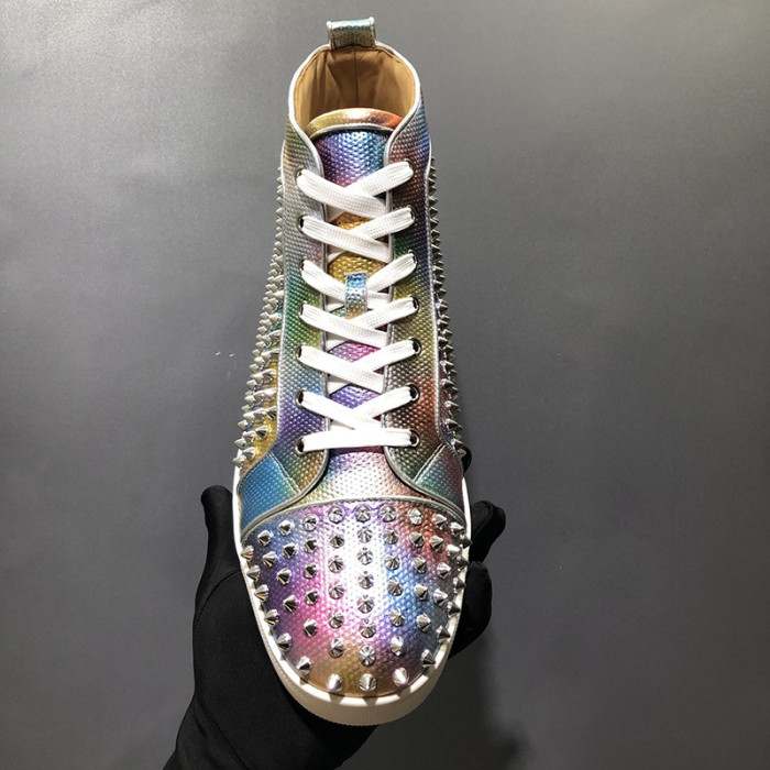 Christian Louboutin Mens Shoes Luxury Brand Red Bottom Design Louis Junior Spikes Flat with Original Box CL sneakers