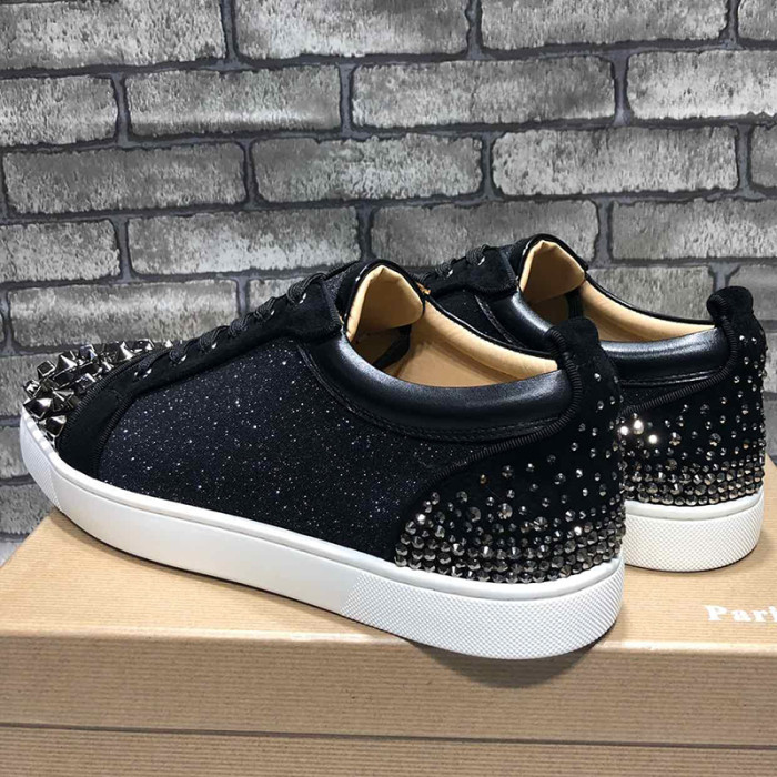 Christian Louboutin Mens Shoes Luxury Brand Red Bottom Design Louis Junior Spikes Flat with Original Box CL sneakers