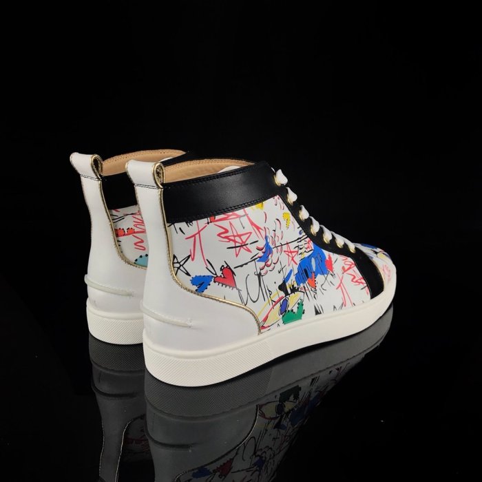 Christian Louboutin Mens Shoes Luxury Brand Red Bottom Design Louis Junior Spikes Flat with Original Box CL sneakers