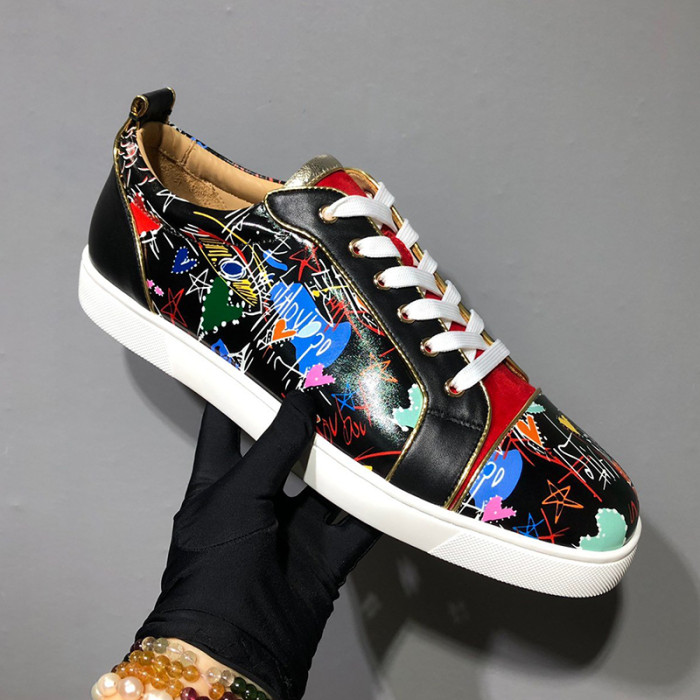 Christian Louboutin Mens Shoes Luxury Brand Red Bottom Design Louis Junior Spikes Flat with Original Box CL sneakers