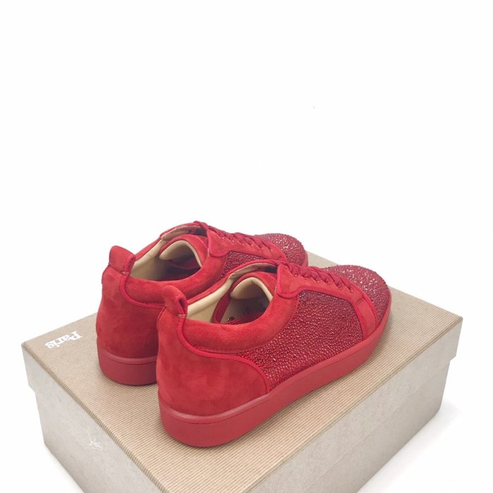Christian Louboutin Mens Shoes Luxury Brand Red Bottom Design Louis Junior Spikes Flat with Original Box CL sneakers