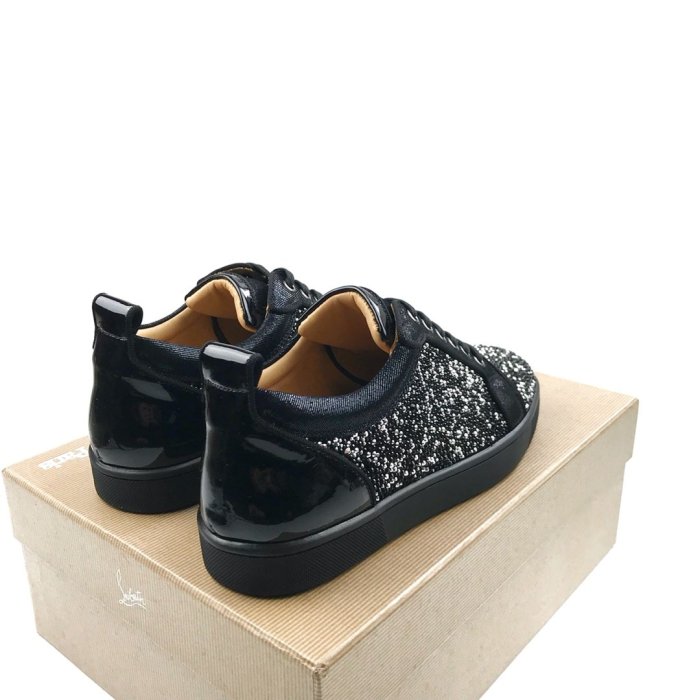 Christian Louboutin Mens Shoes Luxury Brand Red Bottom Design Louis Junior Spikes Flat with Original Box CL sneakers