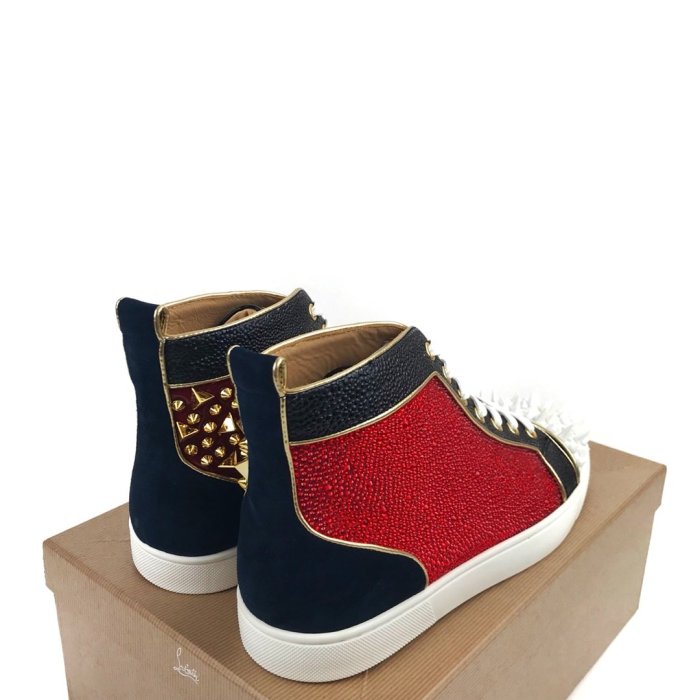 Christian Louboutin Mens Shoes Luxury Brand Red Bottom Design Louis Junior Spikes Flat with Original Box CL sneakers