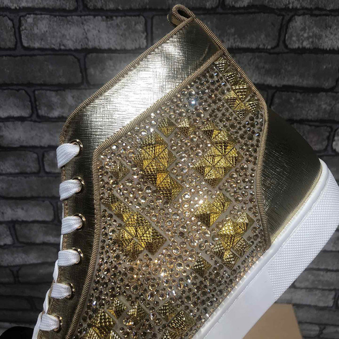 Christian Louboutin Mens Shoes Luxury Brand Red Bottom Design Louis Junior Spikes Flat with Original Box CL sneakers