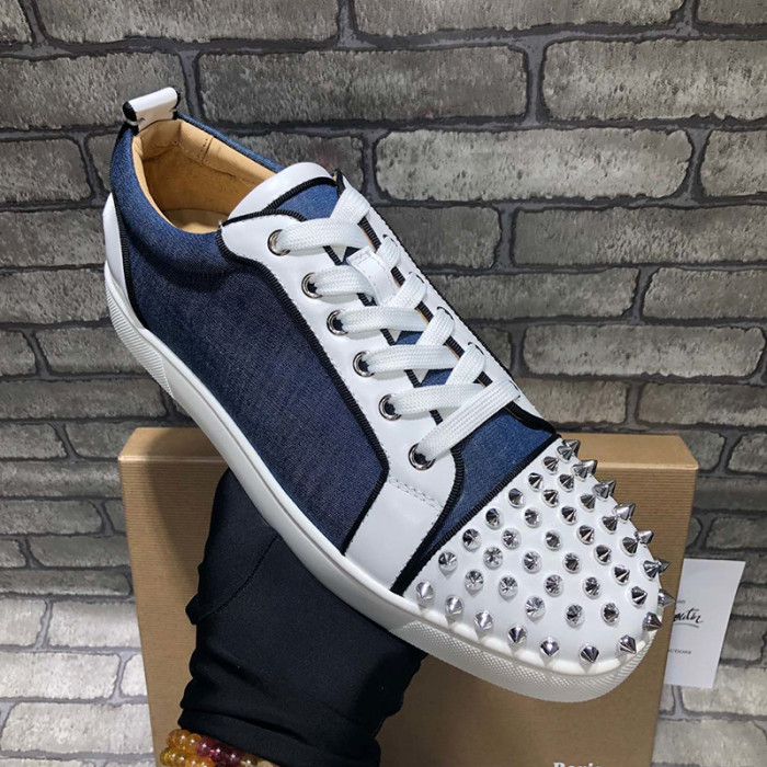 Christian Louboutin Mens Shoes Luxury Brand Red Bottom Design Louis Junior Spikes Flat with Original Box CL sneakers