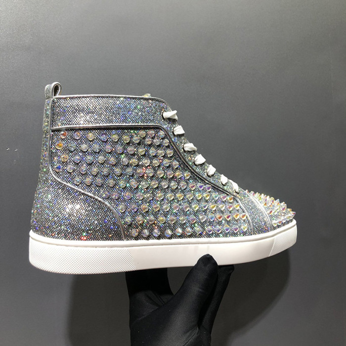 Christian Louboutin Mens Shoes Luxury Brand Red Bottom Design Louis Junior Spikes Flat with Original Box CL sneakers