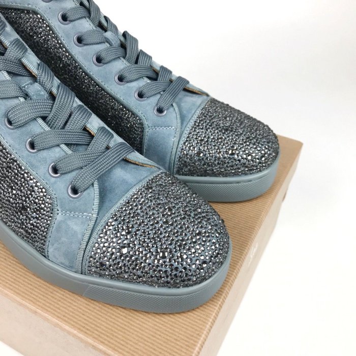 Christian Louboutin Mens Shoes Luxury Brand Red Bottom Design Louis Junior Spikes Flat with Original Box CL sneakers