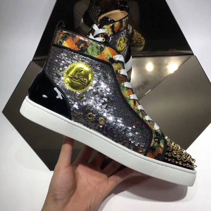 Christian Louboutin Mens Shoes Luxury Brand Red Bottom Design Louis Junior Spikes Flat with Original Box CL sneakers