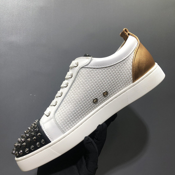 Christian Louboutin Mens Shoes Luxury Brand Red Bottom Design Louis Junior Spikes Flat with Original Box CL sneakers