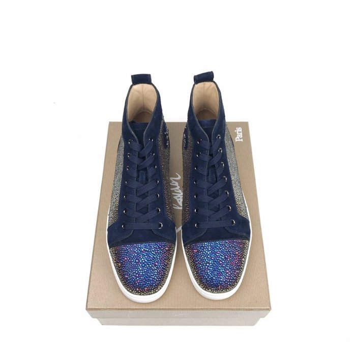 Christian Louboutin Mens Shoes Luxury Brand Red Bottom Design Louis Junior Spikes Flat with Original Box CL sneakers