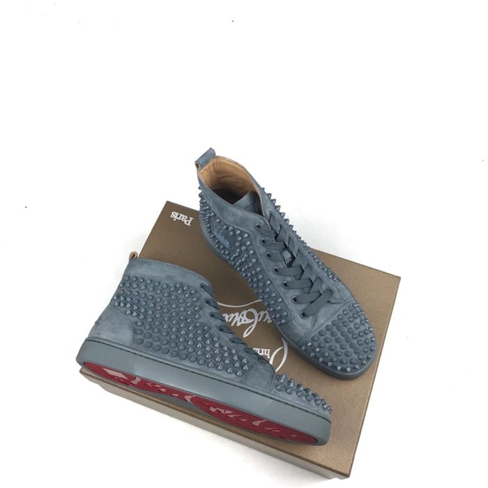 Christian Louboutin Mens Shoes Luxury Brand Red Bottom Design Louis Junior Spikes Flat with Original Box CL sneakers