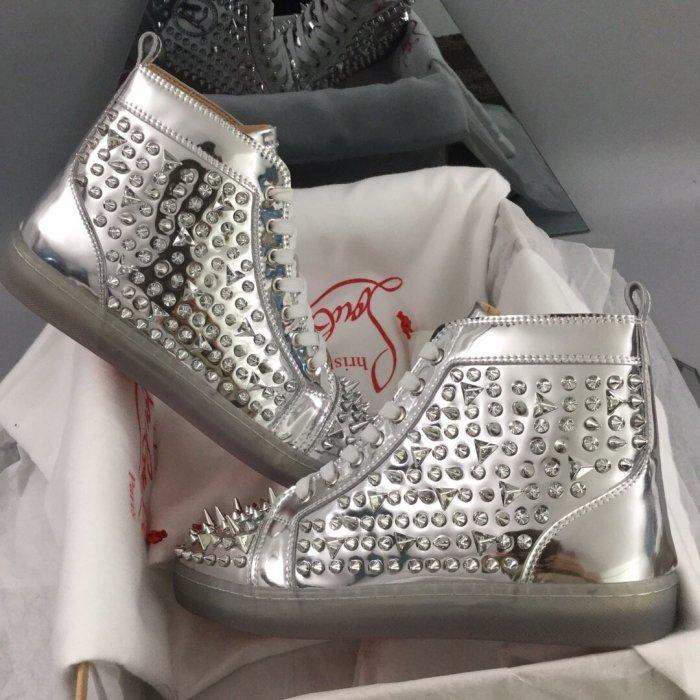 Christian Louboutin Mens Shoes Luxury Brand Red Bottom Design Louis Junior Spikes Flat with Original Box CL sneakers