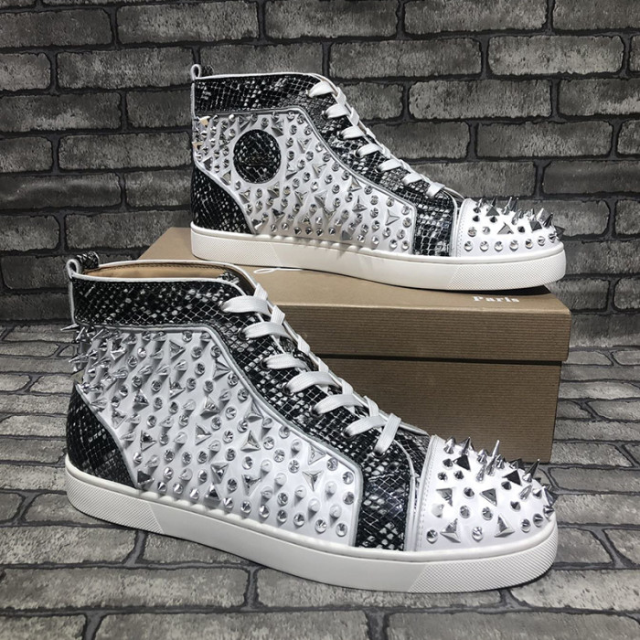 Christian Louboutin Mens Shoes Luxury Brand Red Bottom Design Louis Junior Spikes Flat with Original Box CL sneakers