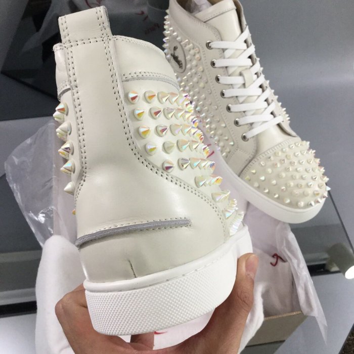 Christian Louboutin Mens Shoes Luxury Brand Red Bottom Design Louis Junior Spikes Flat with Original Box CL sneakers