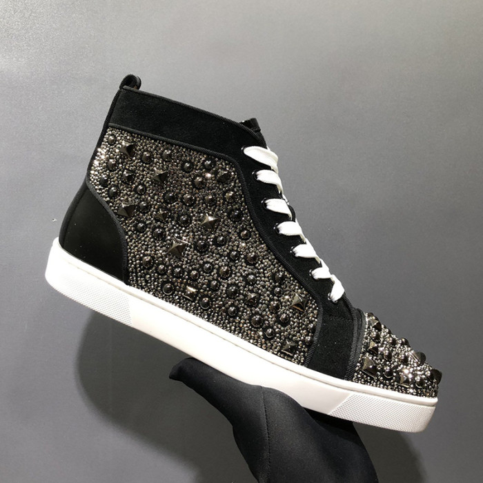 Christian Louboutin Mens Shoes Luxury Brand Red Bottom Design Louis Junior Spikes Flat with Original Box CL sneakers