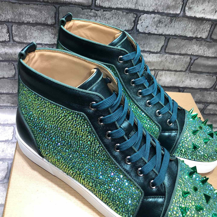 Christian Louboutin Mens Shoes Luxury Brand Red Bottom Design Louis Junior Spikes Flat with Original Box CL sneakers