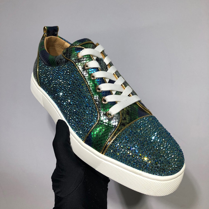 Christian Louboutin Mens Shoes Luxury Brand Red Bottom Design Louis Junior Spikes Flat with Original Box CL sneakers