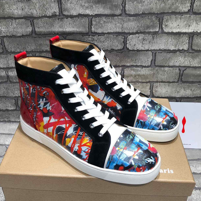 Christian Louboutin Mens Shoes Luxury Brand Red Bottom Design Louis Junior Spikes Flat with Original Box CL sneakers