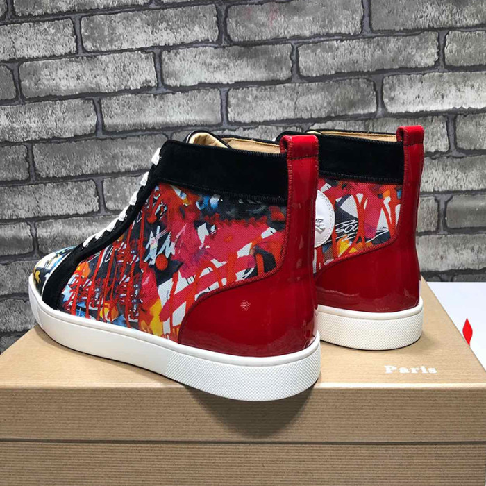 Christian Louboutin Mens Shoes Luxury Brand Red Bottom Design Louis Junior Spikes Flat with Original Box CL sneakers
