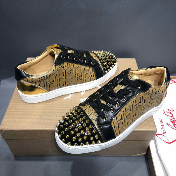 Christian Louboutin Mens Shoes Luxury Brand Red Bottom Design Louis Junior Spikes Flat with Original Box CL sneakers