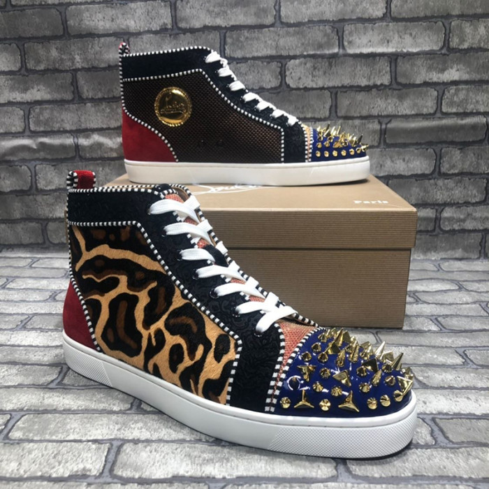 Christian Louboutin Mens Shoes Luxury Brand Red Bottom Design Louis Junior Spikes Flat with Original Box CL sneakers