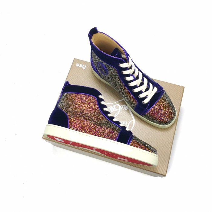Christian Louboutin Mens Shoes Luxury Brand Red Bottom Design Louis Junior Spikes Flat with Original Box CL sneakers