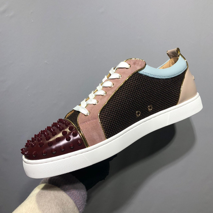 Christian Louboutin Mens Shoes Luxury Brand Red Bottom Design Louis Junior Spikes Flat with Original Box CL sneakers