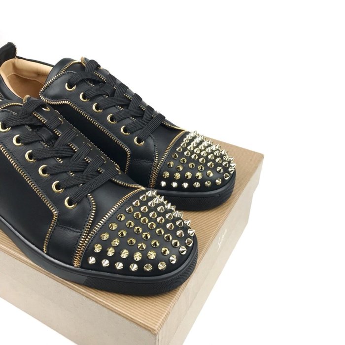 Christian Louboutin Mens Shoes Luxury Brand Red Bottom Design Louis Junior Spikes Flat with Original Box CL sneakers