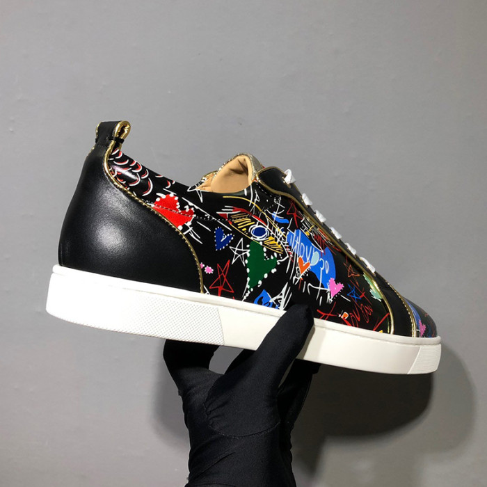 Christian Louboutin Mens Shoes Luxury Brand Red Bottom Design Louis Junior Spikes Flat with Original Box CL sneakers