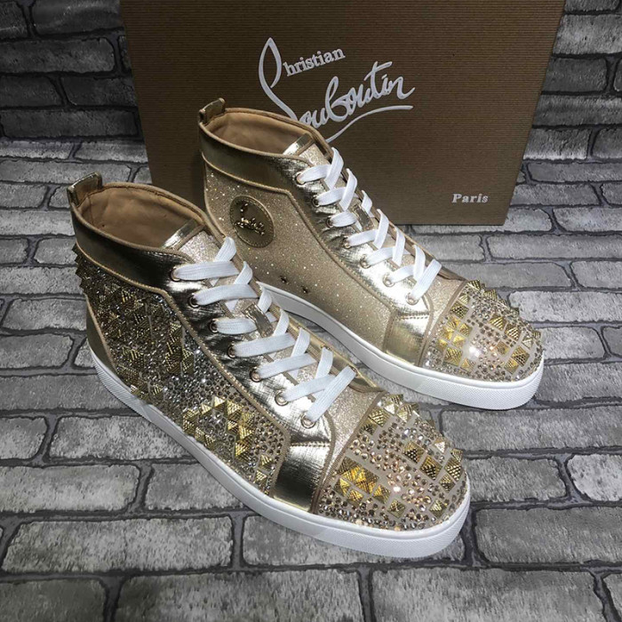 Christian Louboutin Mens Shoes Luxury Brand Red Bottom Design Louis Junior Spikes Flat with Original Box CL sneakers