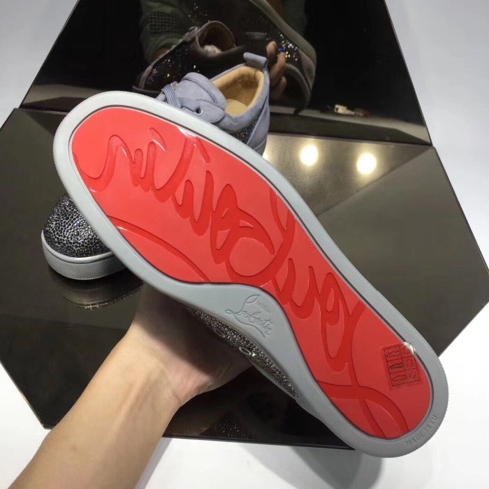 Christian Louboutin Mens Shoes Luxury Brand Red Bottom Design Louis Junior Spikes Flat with Original Box CL sneakers