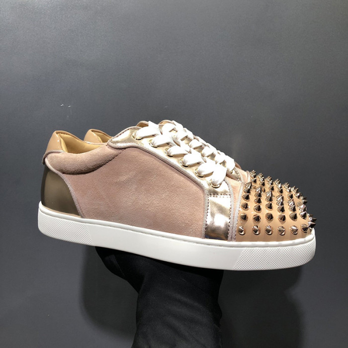 Christian Louboutin Mens Shoes Luxury Brand Red Bottom Design Louis Junior Spikes Flat with Original Box CL sneakers