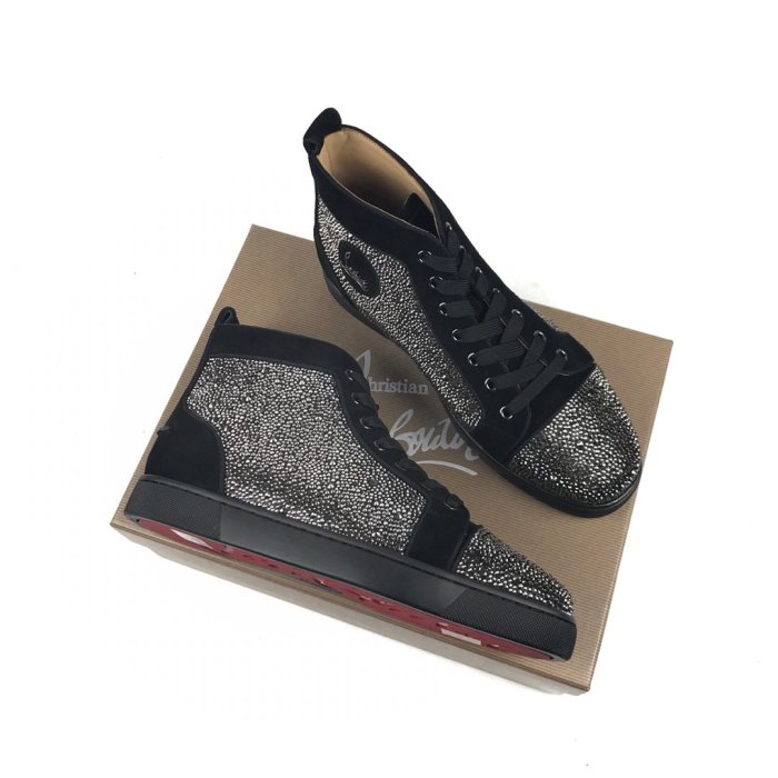 Christian Louboutin Mens Shoes Luxury Brand Red Bottom Design Louis Junior Spikes Flat with Original Box CL sneakers