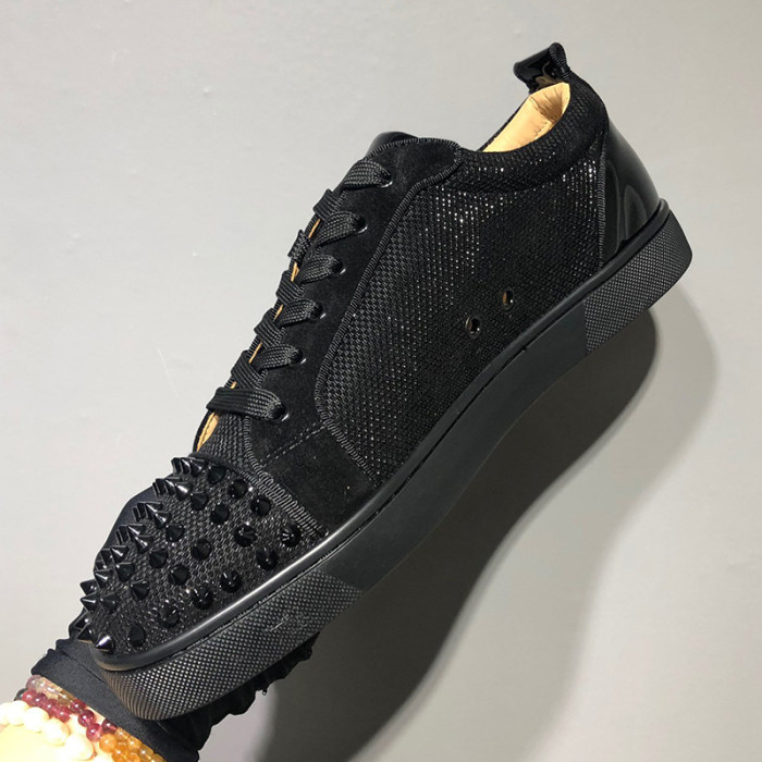 Christian Louboutin Mens Shoes Luxury Brand Red Bottom Design Louis Junior Spikes Flat with Original Box CL sneakers