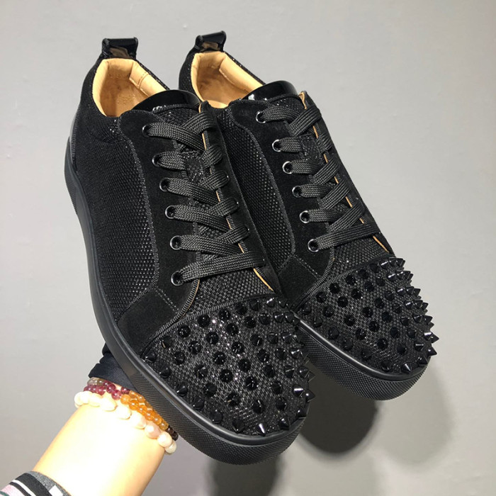 Christian Louboutin Mens Shoes Luxury Brand Red Bottom Design Louis Junior Spikes Flat with Original Box CL sneakers