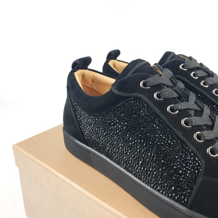 Christian Louboutin Mens Shoes Luxury Brand Red Bottom Design Louis Junior Spikes Flat with Original Box CL sneakers