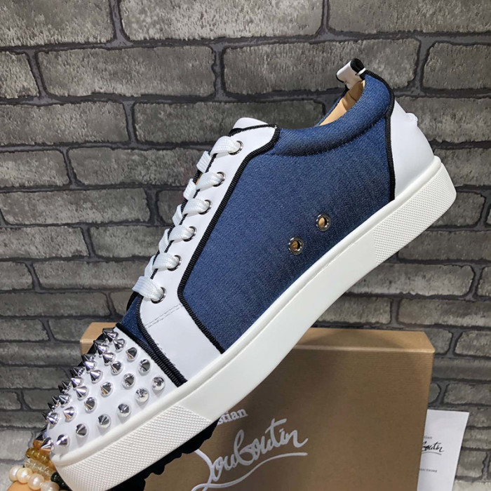 Christian Louboutin Mens Shoes Luxury Brand Red Bottom Design Louis Junior Spikes Flat with Original Box CL sneakers