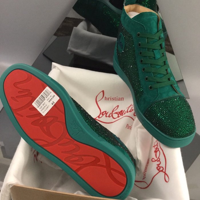 Christian Louboutin Mens Shoes Luxury Brand Red Bottom Design Louis Junior Spikes Flat with Original Box CL sneakers