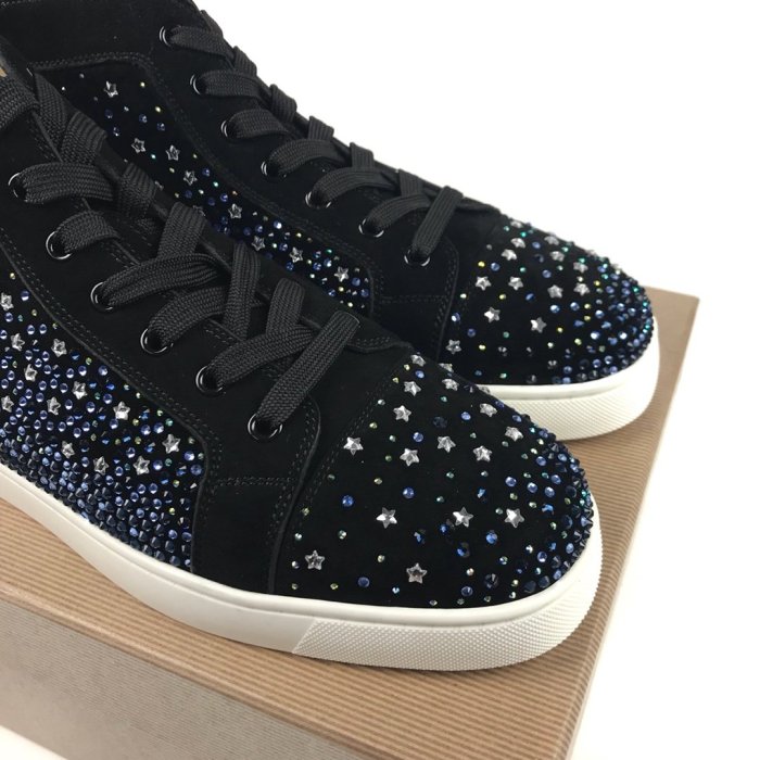 Christian Louboutin Mens Shoes Luxury Brand Red Bottom Design Louis Junior Spikes Flat with Original Box CL sneakers