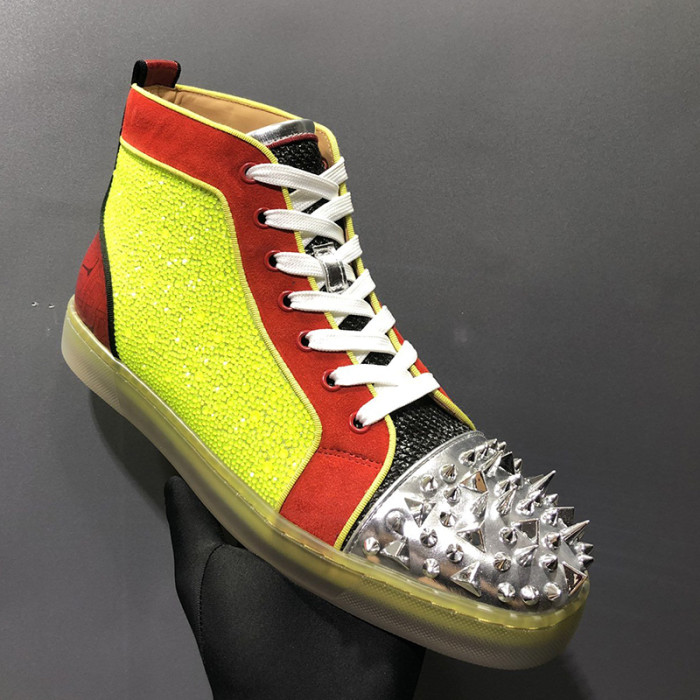 Christian Louboutin Mens Shoes Luxury Brand Red Bottom Design Louis Junior Spikes Flat with Original Box CL sneakers