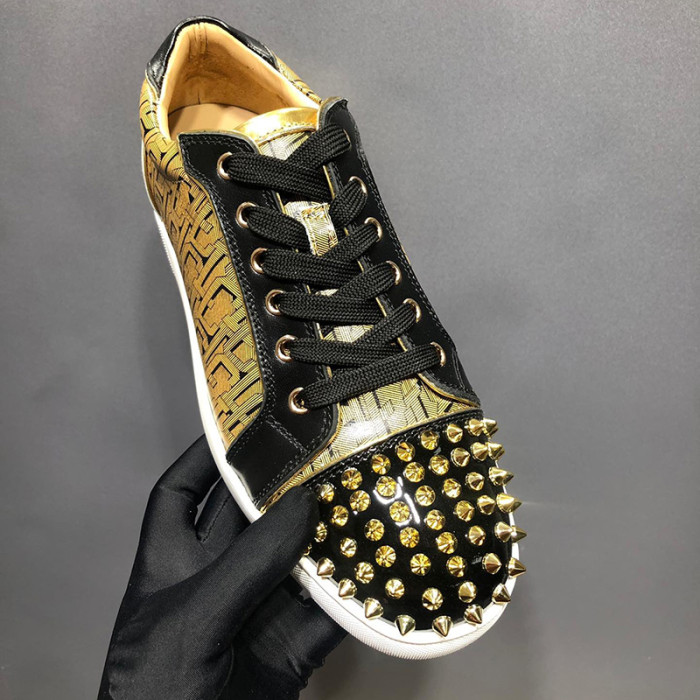 Christian Louboutin Mens Shoes Luxury Brand Red Bottom Design Louis Junior Spikes Flat with Original Box CL sneakers