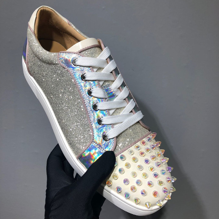 Christian Louboutin Mens Shoes Luxury Brand Red Bottom Design Louis Junior Spikes Flat with Original Box CL sneakers