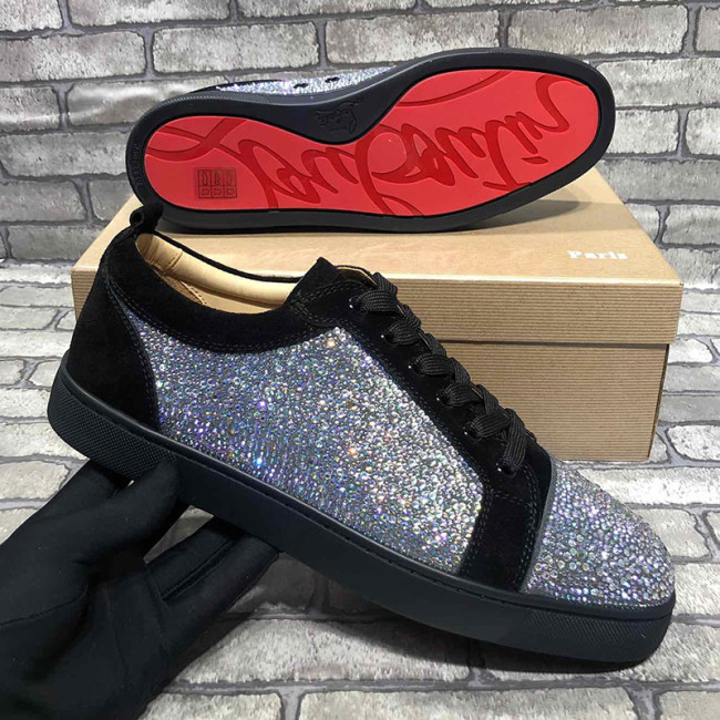Christian Louboutin Mens Shoes Luxury Brand Red Bottom Design Louis Junior Spikes Flat with Original Box CL sneakers