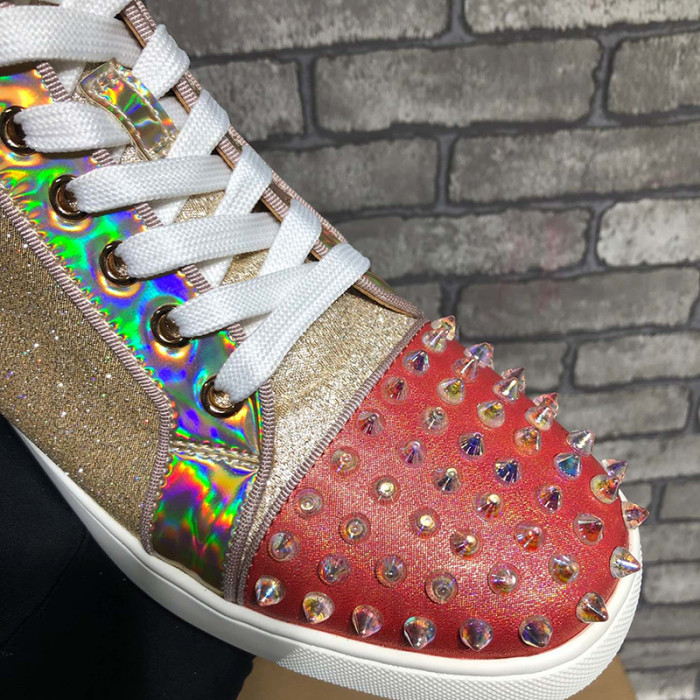 Christian Louboutin Mens Shoes Luxury Brand Red Bottom Design Louis Junior Spikes Flat with Original Box CL sneakers