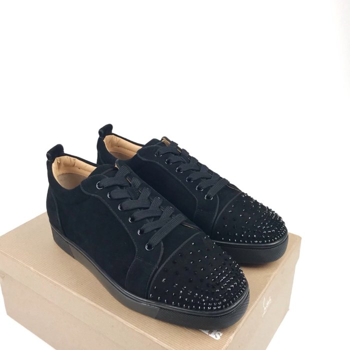 Christian Louboutin Mens Shoes Luxury Brand Red Bottom Design Louis Junior Spikes Flat with Original Box CL sneakers