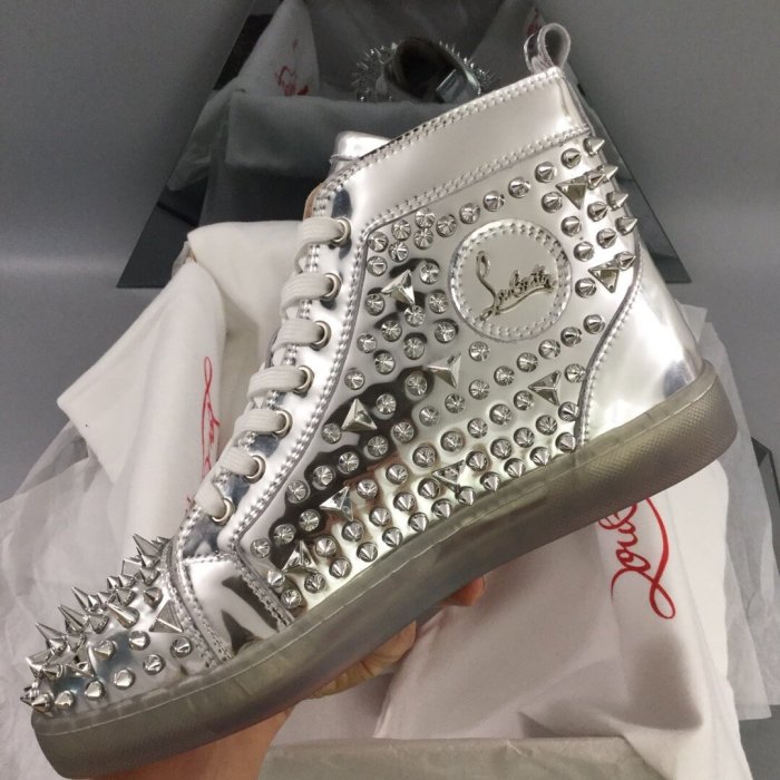 Christian Louboutin Mens Shoes Luxury Brand Red Bottom Design Louis Junior Spikes Flat with Original Box CL sneakers