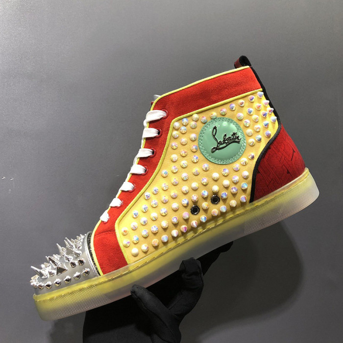 Christian Louboutin Mens Shoes Luxury Brand Red Bottom Design Louis Junior Spikes Flat with Original Box CL sneakers